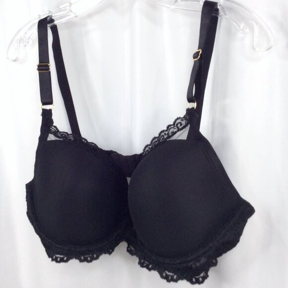 Smart & Sexy Curvy Plunge Light Lined Bra 42C Black Lace SA989 - Picture 3 of 9